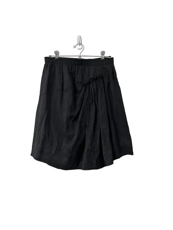 Clu Womens Black Silk Blend Gathered Flared Skirt Size Medium USA - Picture 1 of 5